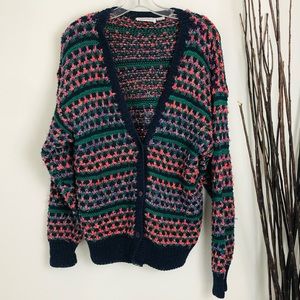 Passports of Pier 1 Imports | 90s Vintage Multi-Colored Knot Cardigan Sweater